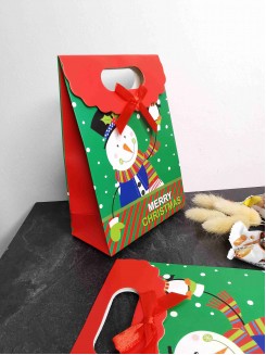 Коробка крафтовая с рисунком "Снеговик" 12*16*6см